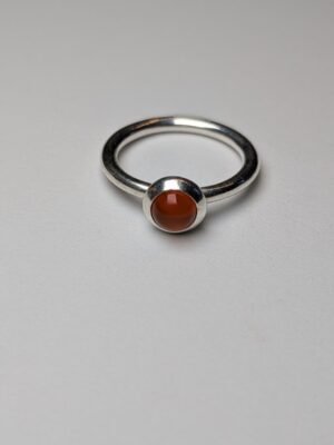 Genuine Pandora Sterling Silver Carnelian Ring | Size P