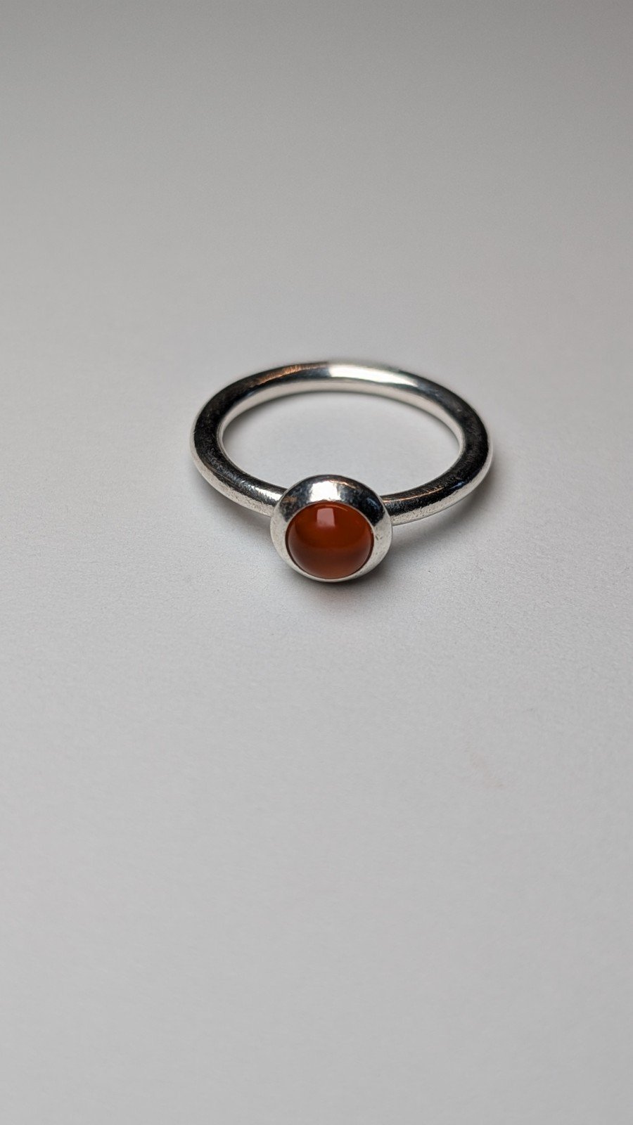 Genuine Pandora Sterling Silver Carnelian Ring | Size P