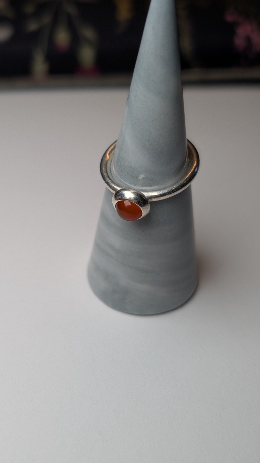 Genuine Pandora Sterling Silver Carnelian Ring | Size P - Image 4