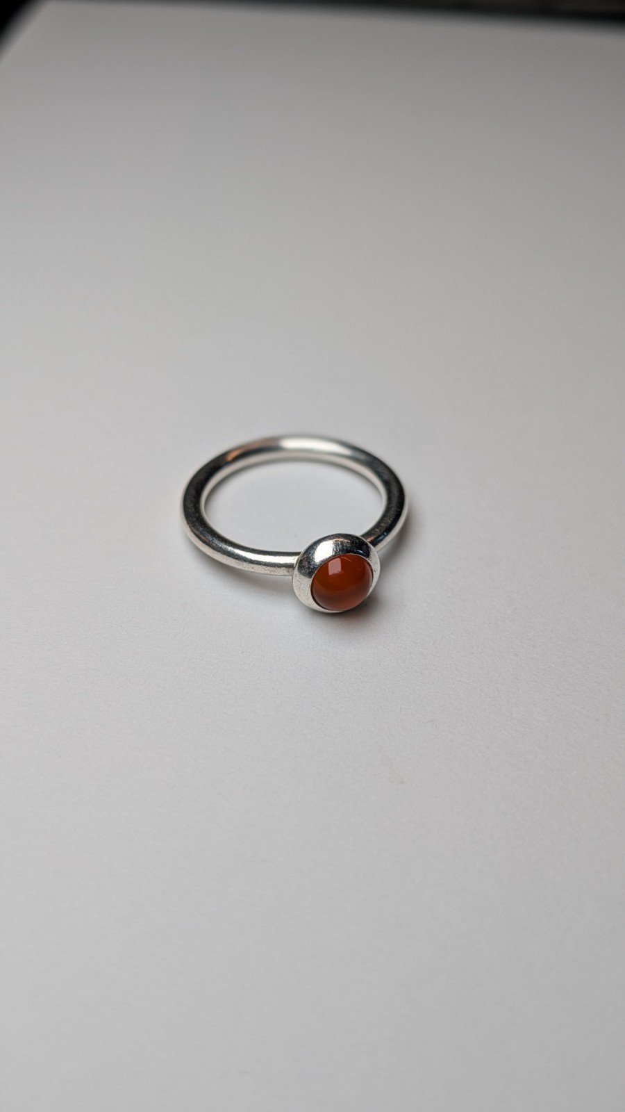 Genuine Pandora Sterling Silver Carnelian Ring | Size P - Image 5