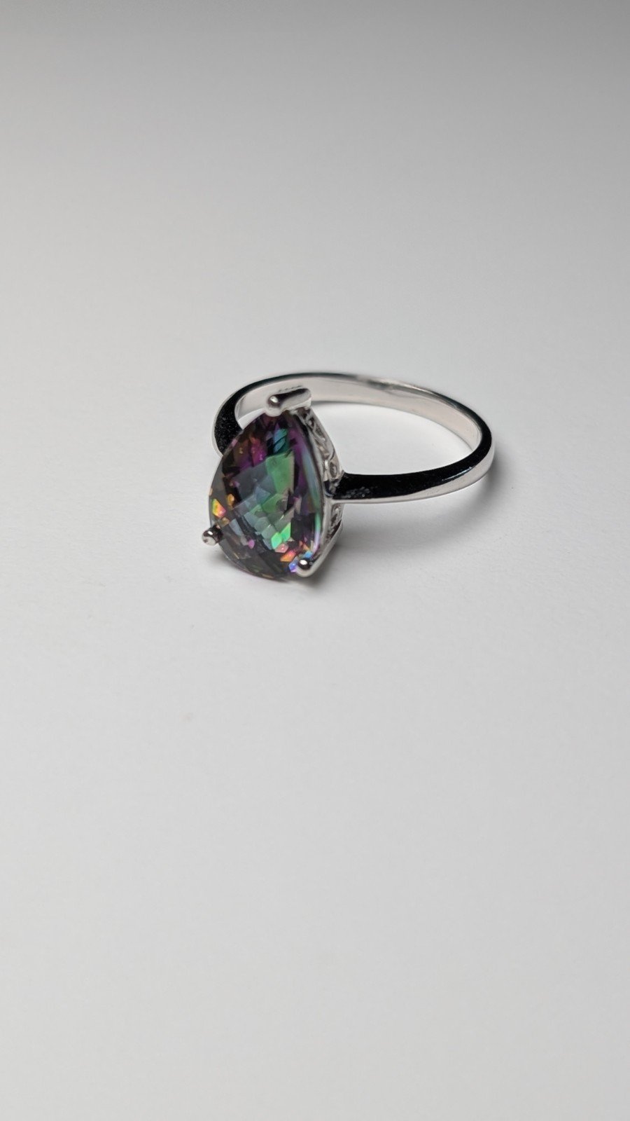 Vintage Sterling Silver Pearl Shaped Mystic Topaz Ring | Size N 1/2 | 925 Silver - Image 2