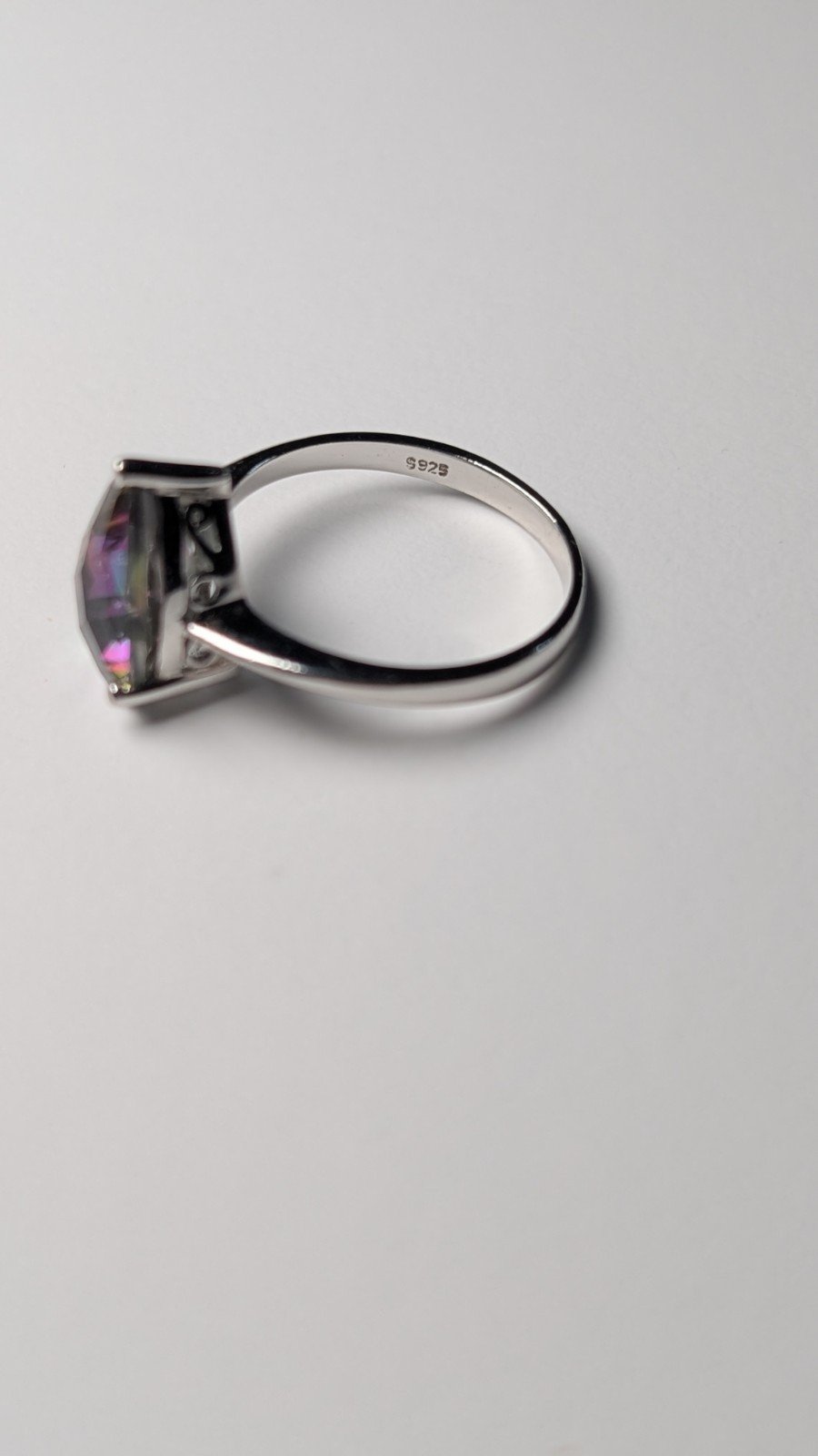 Vintage Sterling Silver Pearl Shaped Mystic Topaz Ring | Size N 1/2 | 925 Silver - Image 4