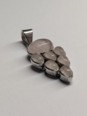 Vintage Sterling Silver Rose Quartz Cluster Pendant | 925 Silver