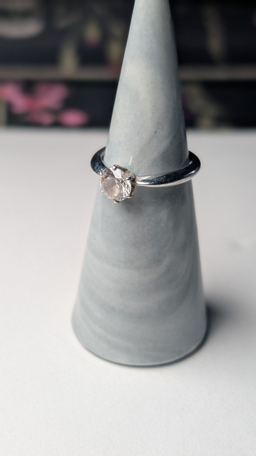 Vintage Sterling Silver DQCZ Gemstone Solitaire Ring | Size M 1/2 | 925 Silver