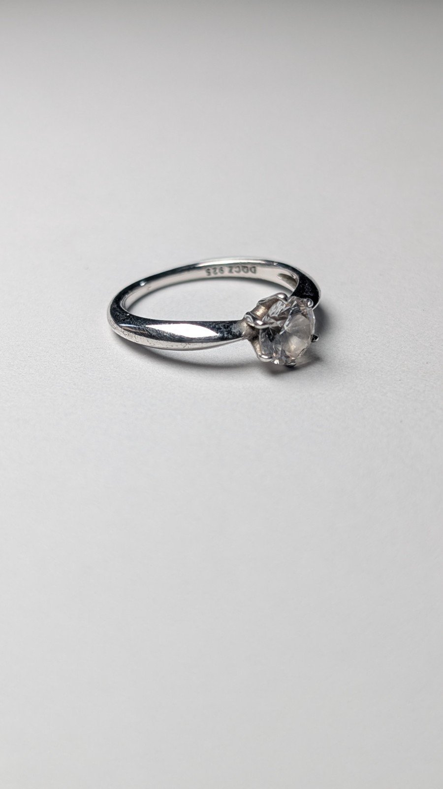 Vintage Sterling Silver DQCZ Gemstone Solitaire Ring | Size M 1/2 | 925 Silver - Image 5