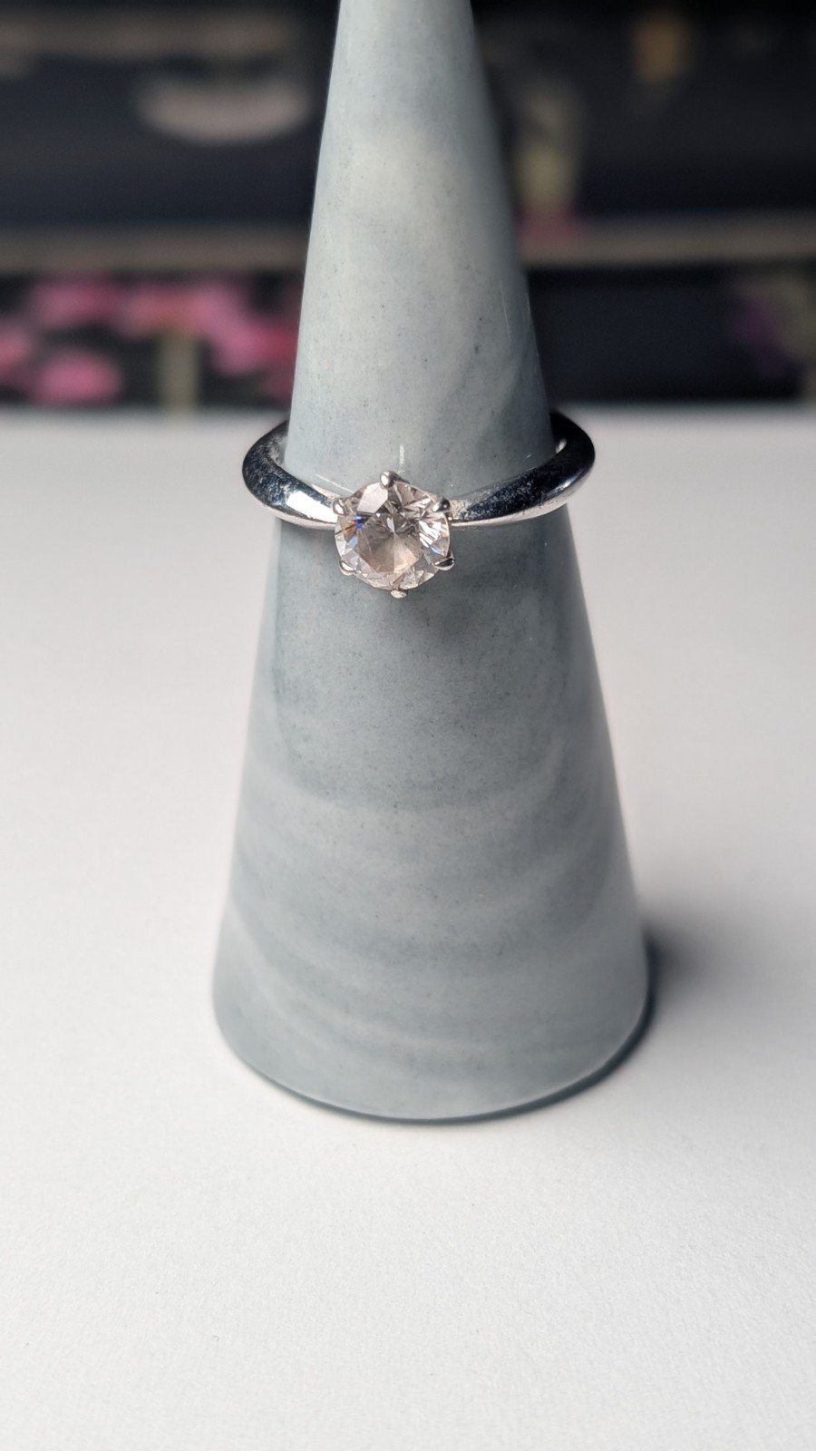 Vintage Sterling Silver DQCZ Gemstone Solitaire Ring | Size M 1/2 | 925 Silver - Image 6