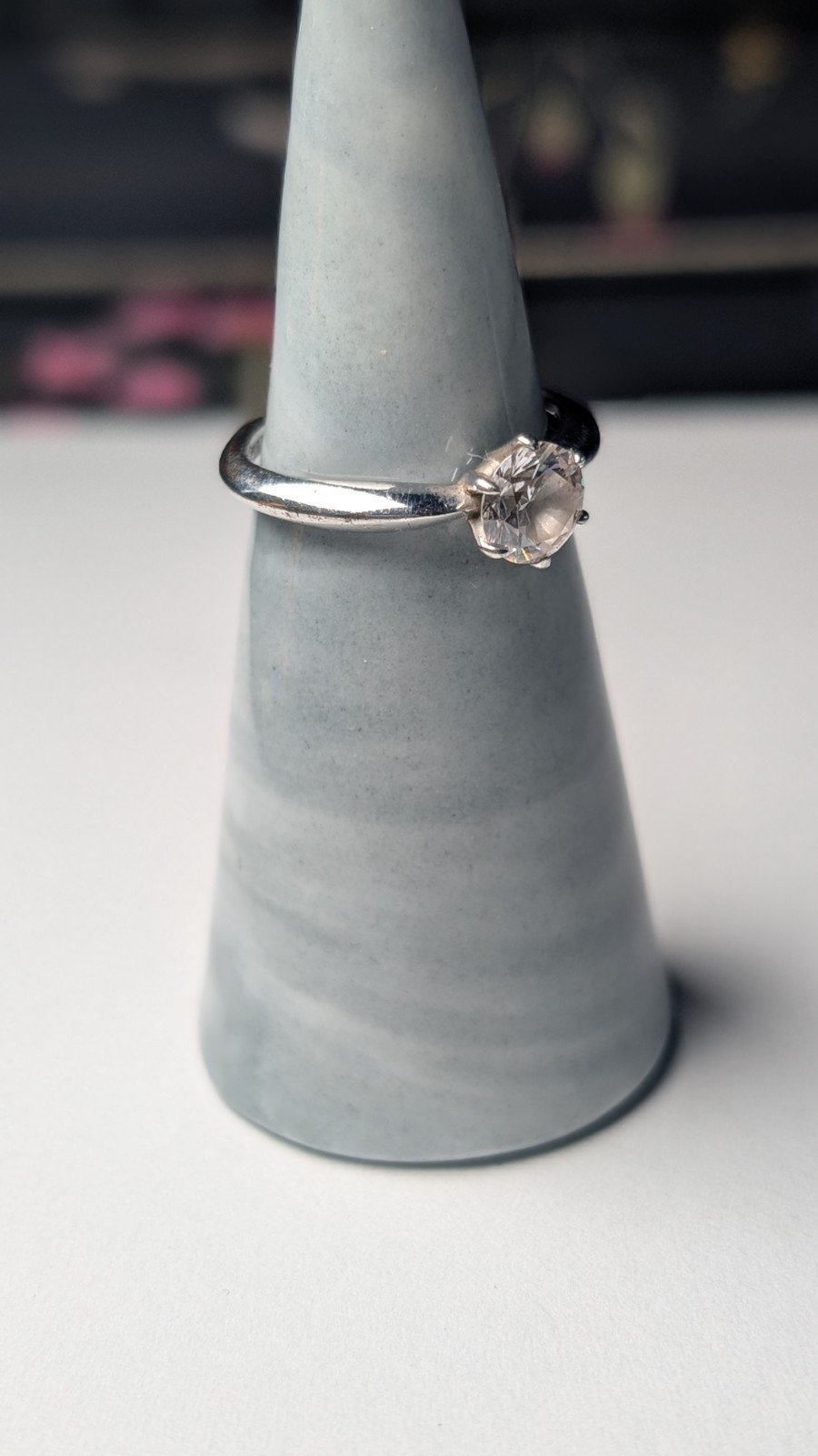 Vintage Sterling Silver DQCZ Gemstone Solitaire Ring | Size M 1/2 | 925 Silver - Image 7