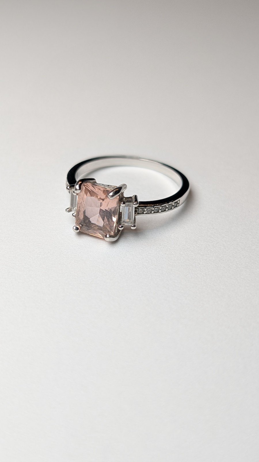 Vintage Sterling Silver Pink And Clear Gemstone Ring | Size S - Image 2