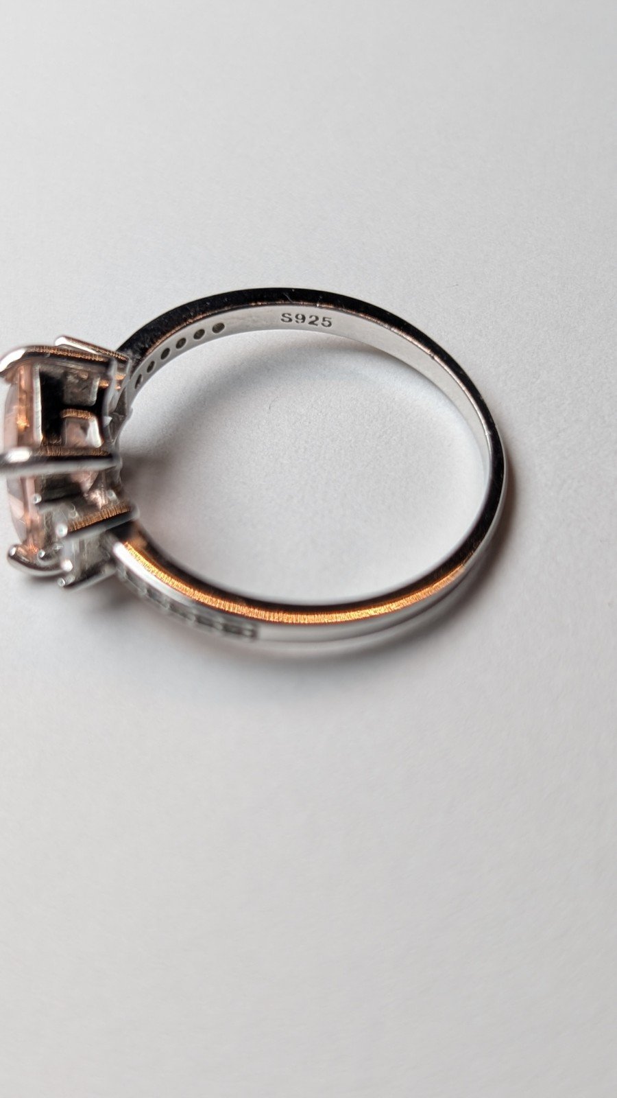 Vintage Sterling Silver Pink And Clear Gemstone Ring | Size S - Image 3