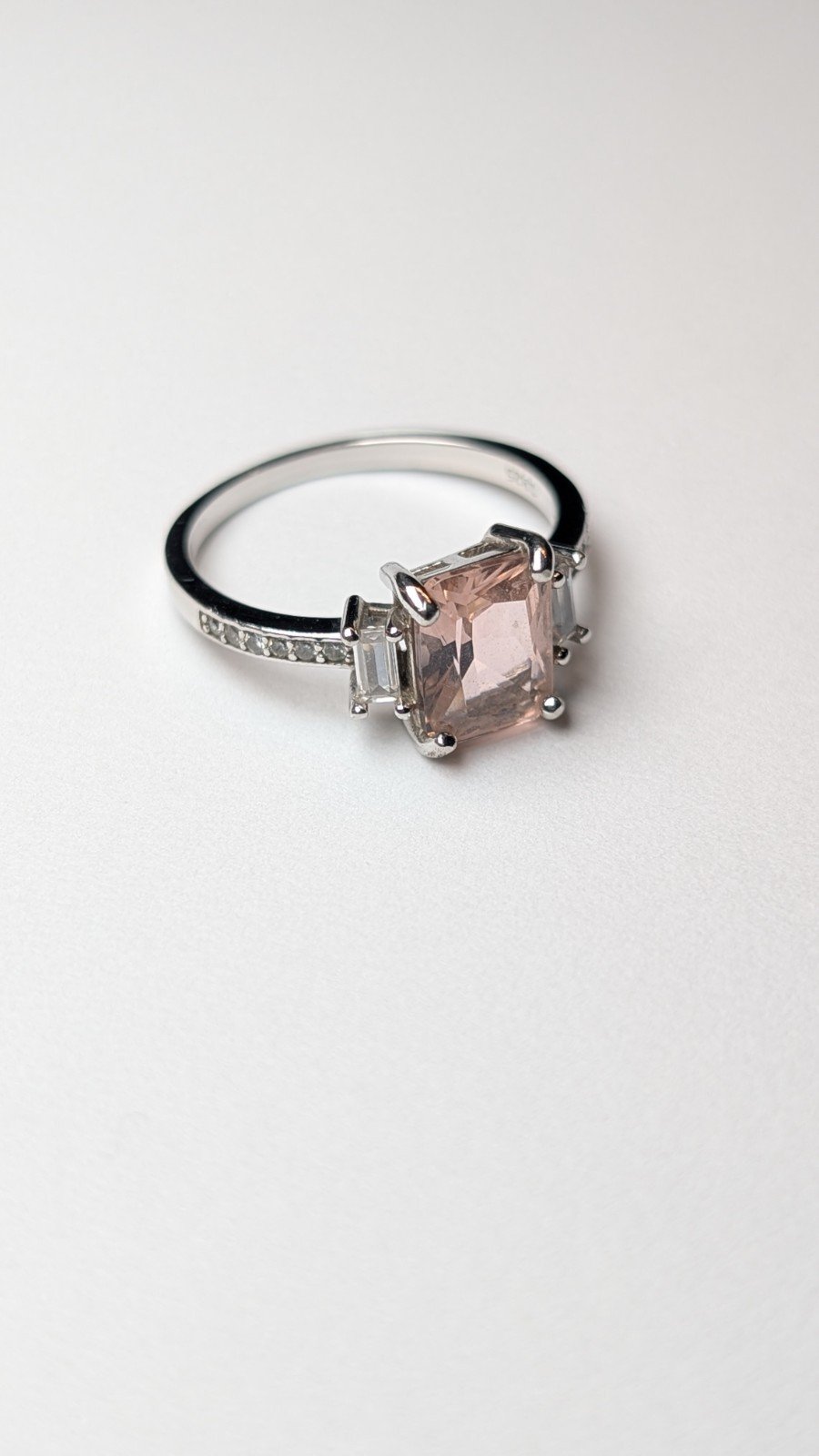 Vintage Sterling Silver Pink And Clear Gemstone Ring | Size S - Image 4