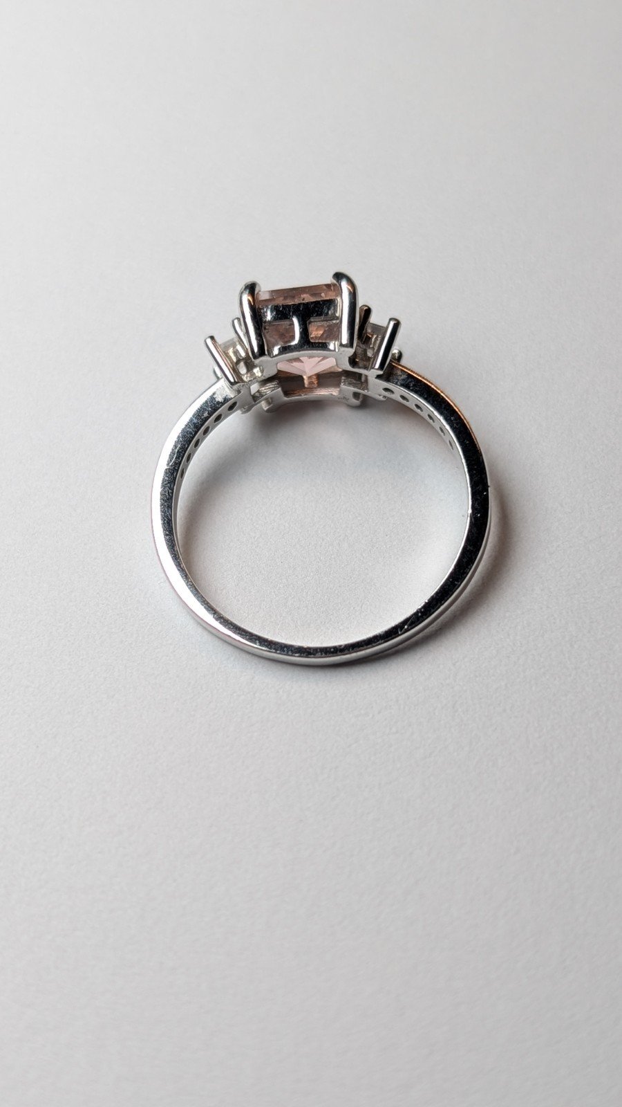 Vintage Sterling Silver Pink And Clear Gemstone Ring | Size S - Image 5