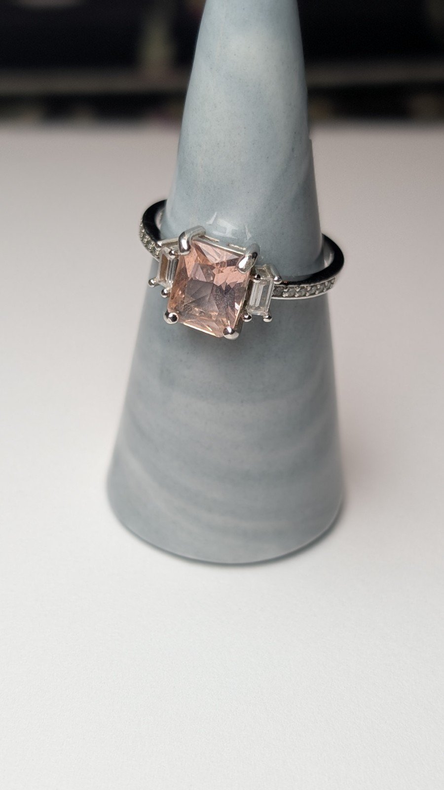 Vintage Sterling Silver Pink And Clear Gemstone Ring | Size S - Image 6