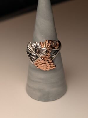 Vintage Sterling Silver Grape Vine And Leaf Ring | Size T | 925 Silver