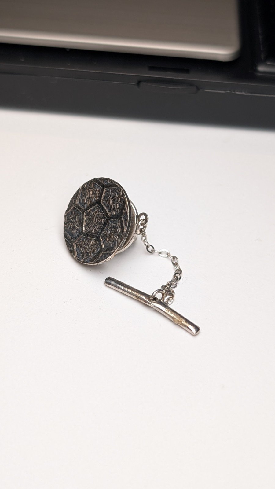 Vintage Sterling Silver Football Tie Pin | 925 Silver Mens Tie Pin