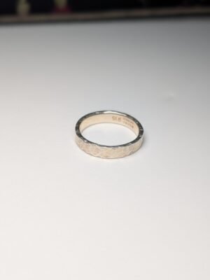 Vintage Argentium Silver Hammered Ring | Size S 1/2 | 935 Silver