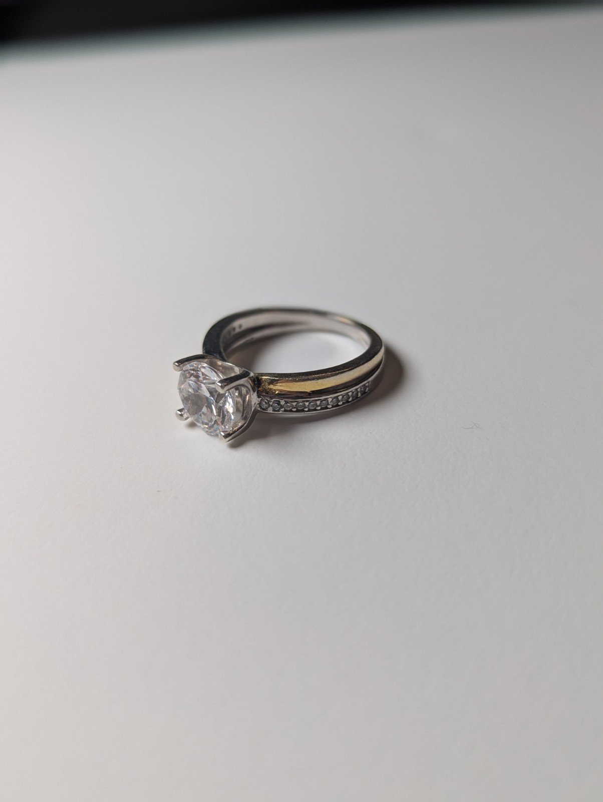 Vintage Sterling Silver Gold And Silver Tone CZ Gemstone Ring | Size K 1/2 | 925 - Image 2