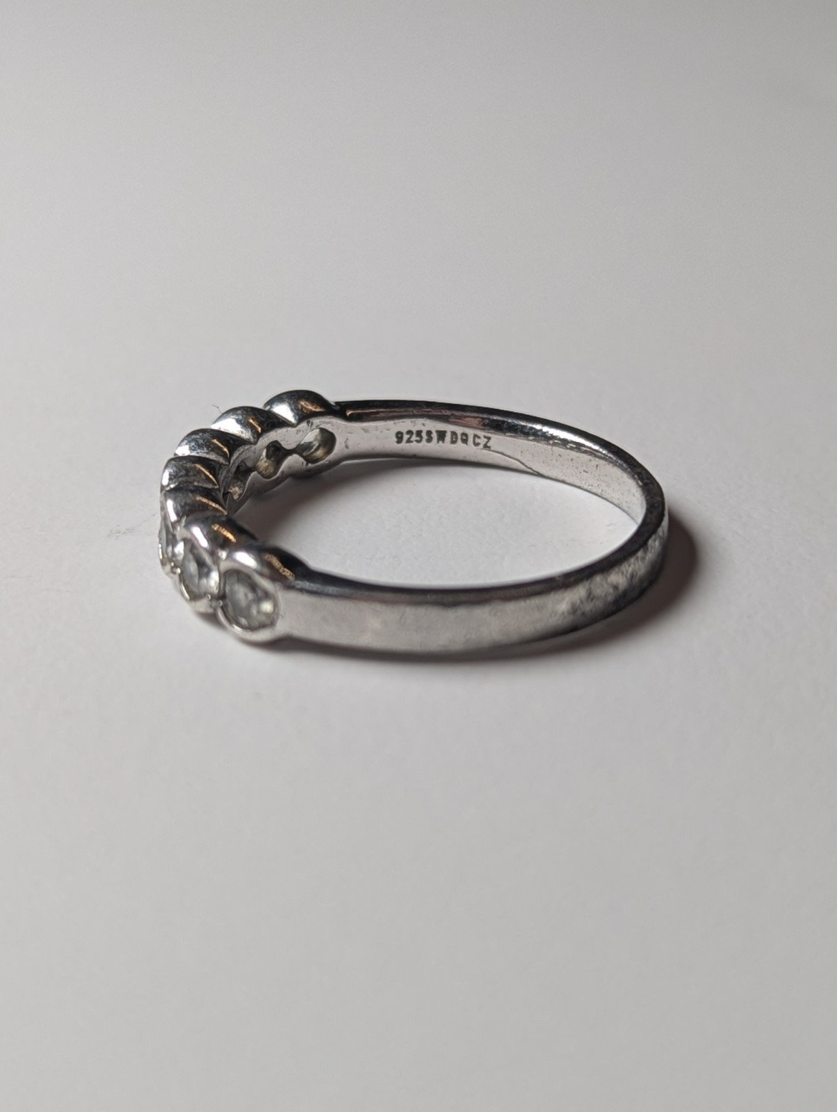 Vintage Sterling Silver DQCZ 7 Clear Gemstone Ring | Size R 1/2 | 925 Silver - Image 2