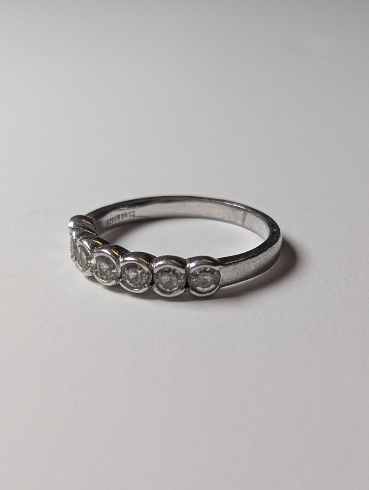 Vintage Sterling Silver DQCZ 7 Clear Gemstone Ring | Size R 1/2 | 925 Silver - Image 3