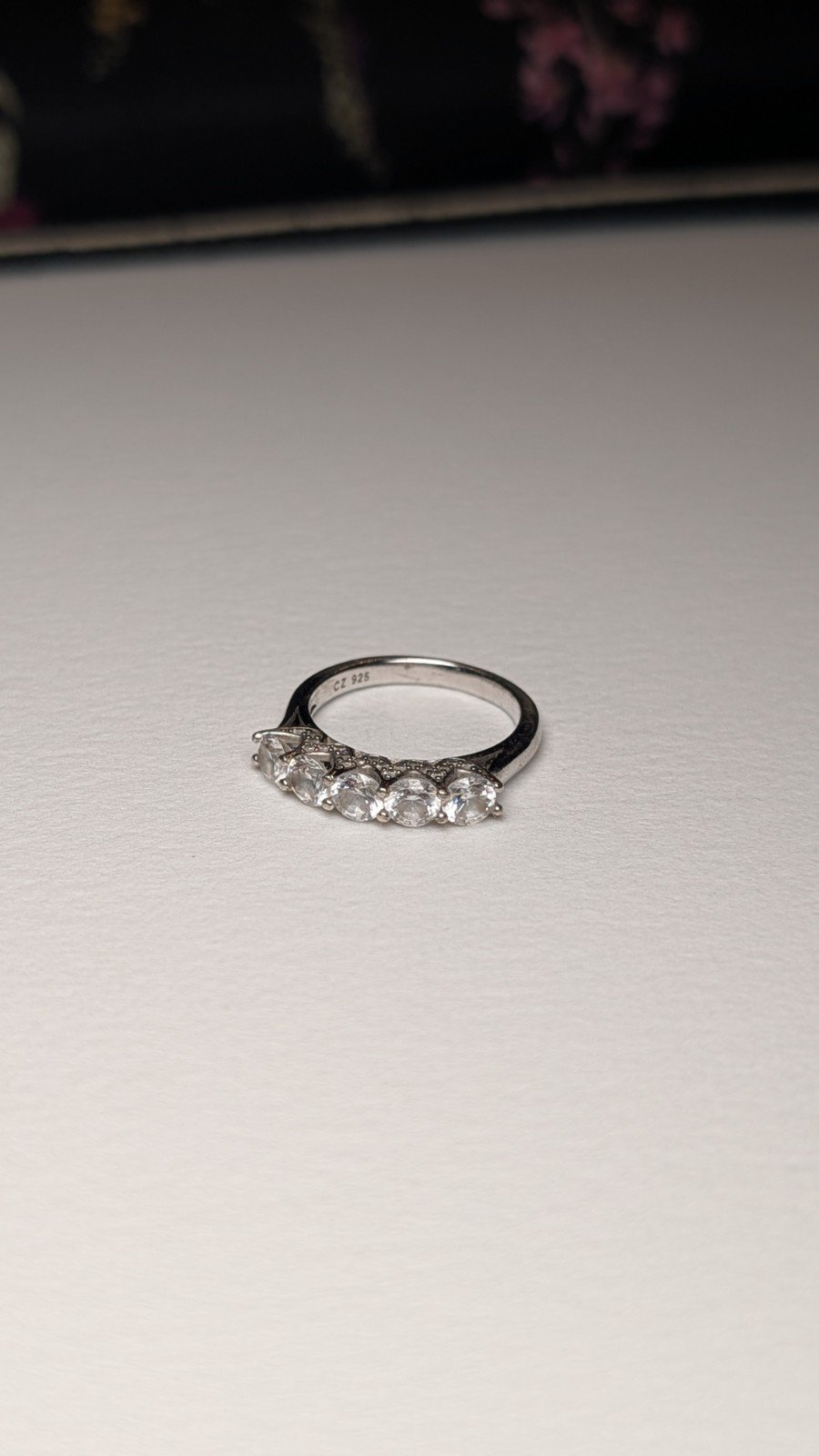 Vintage Sterling Silver 5 Gemstone CZ Gemstones Ring | J 1/2 | 925 Silver
