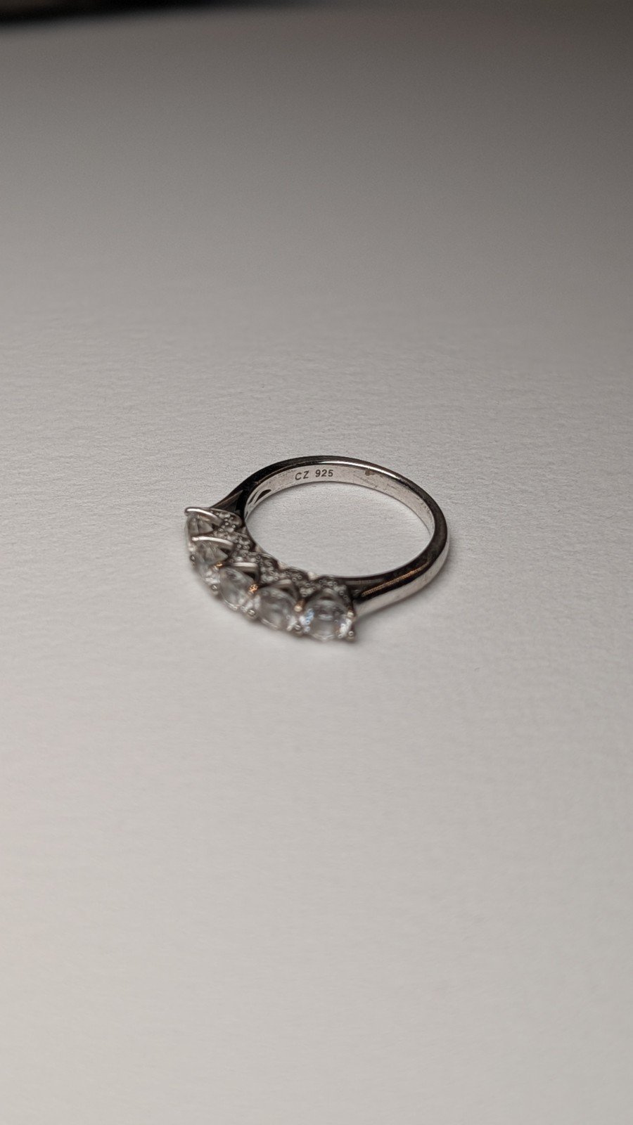 Vintage Sterling Silver 5 Gemstone CZ Gemstones Ring | J 1/2 | 925 Silver - Image 2
