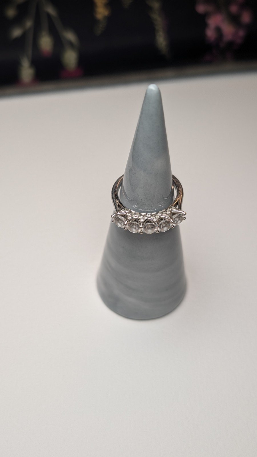 Vintage Sterling Silver 5 Gemstone CZ Gemstones Ring | J 1/2 | 925 Silver - Image 9