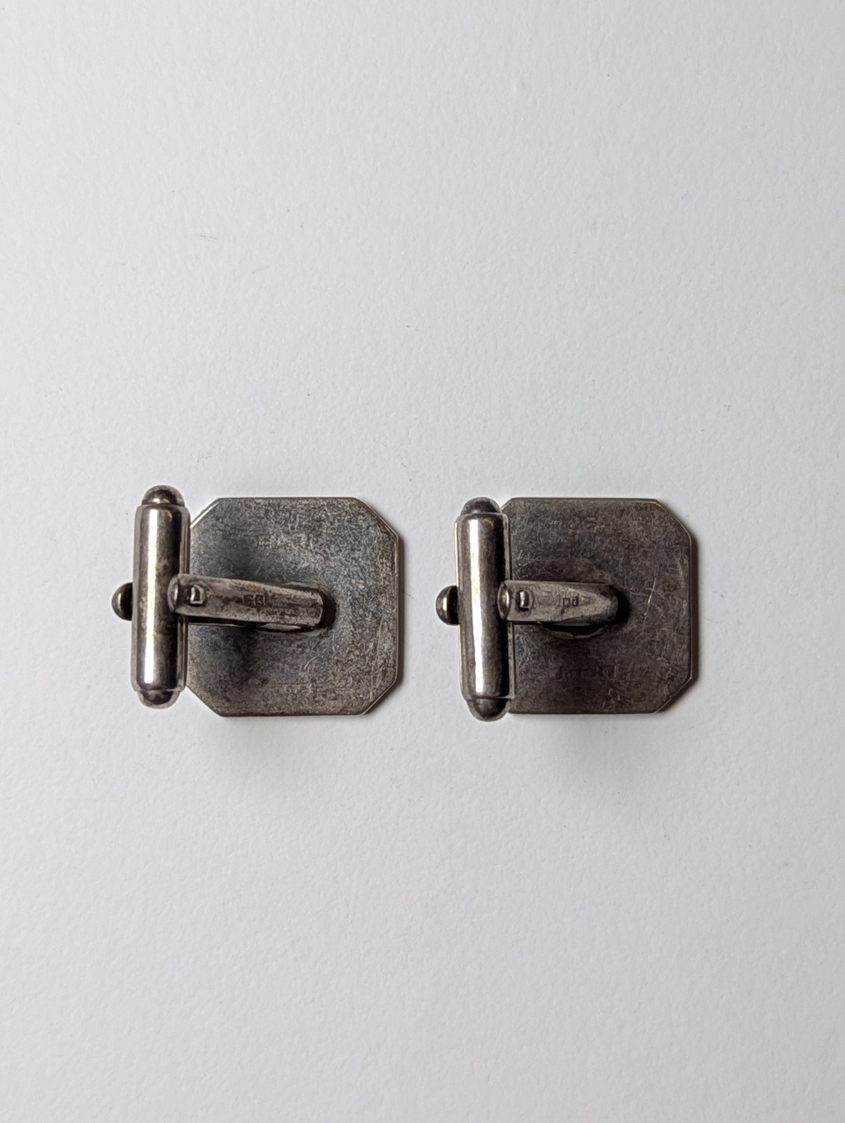 Vintage Sterling Silver Square Etched Sunburst Men's Cufflinks | 925 Silver - Image 5