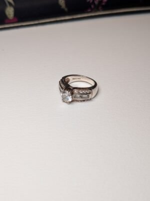 Vintage Sterling Silver Clear CZ Stones Ring | Size L 1/2 | 925 Silver