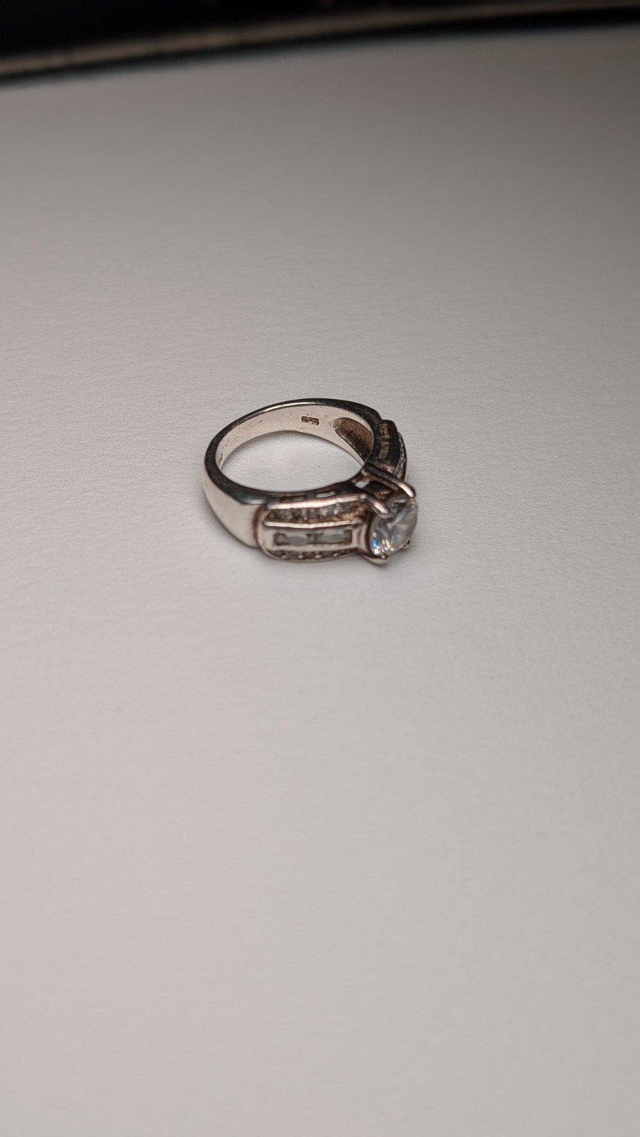 Vintage Sterling Silver Clear CZ Stones Ring | Size L 1/2 | 925 Silver - Image 3