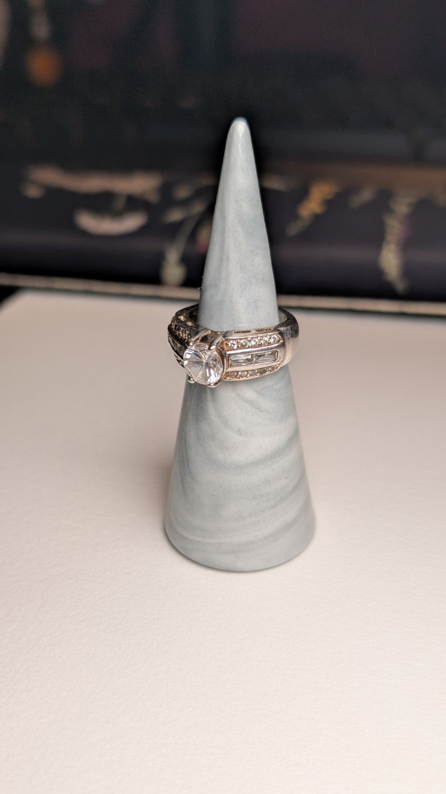 Vintage Sterling Silver Clear CZ Stones Ring | Size L 1/2 | 925 Silver - Image 8