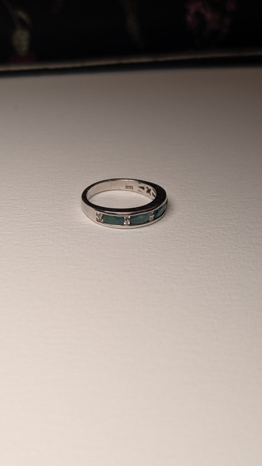 Vintage Sterling Silver Natural Teal Apatite Band Ring | Size N | 925 Silver - Image 3