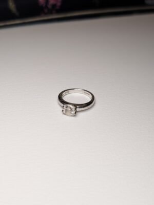 Vintage Sterling Silver Clear DQCZ Gemstone Ring | Size I 1/2 | 925 Silver