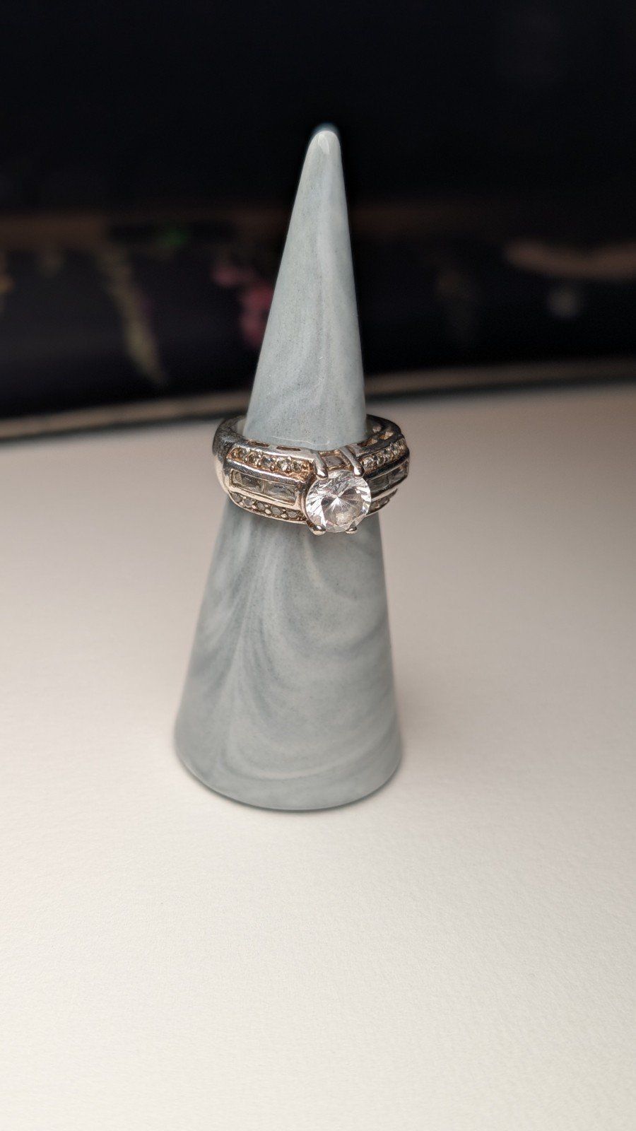Vintage Sterling Silver Clear CZ Stones Ring | Size L 1/2 | 925 Silver - Image 11