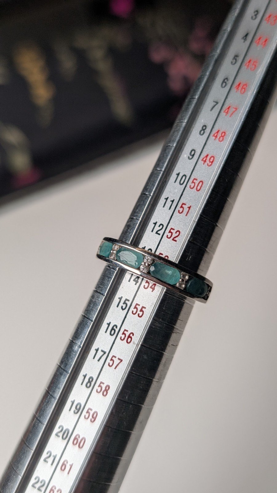 Vintage Sterling Silver Natural Teal Apatite Band Ring | Size N | 925 Silver - Image 8