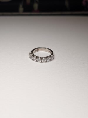 Vintage Sterling Silver Clear 7 Stone DQCZ Ring | Size J 1/2 | 925 Silver