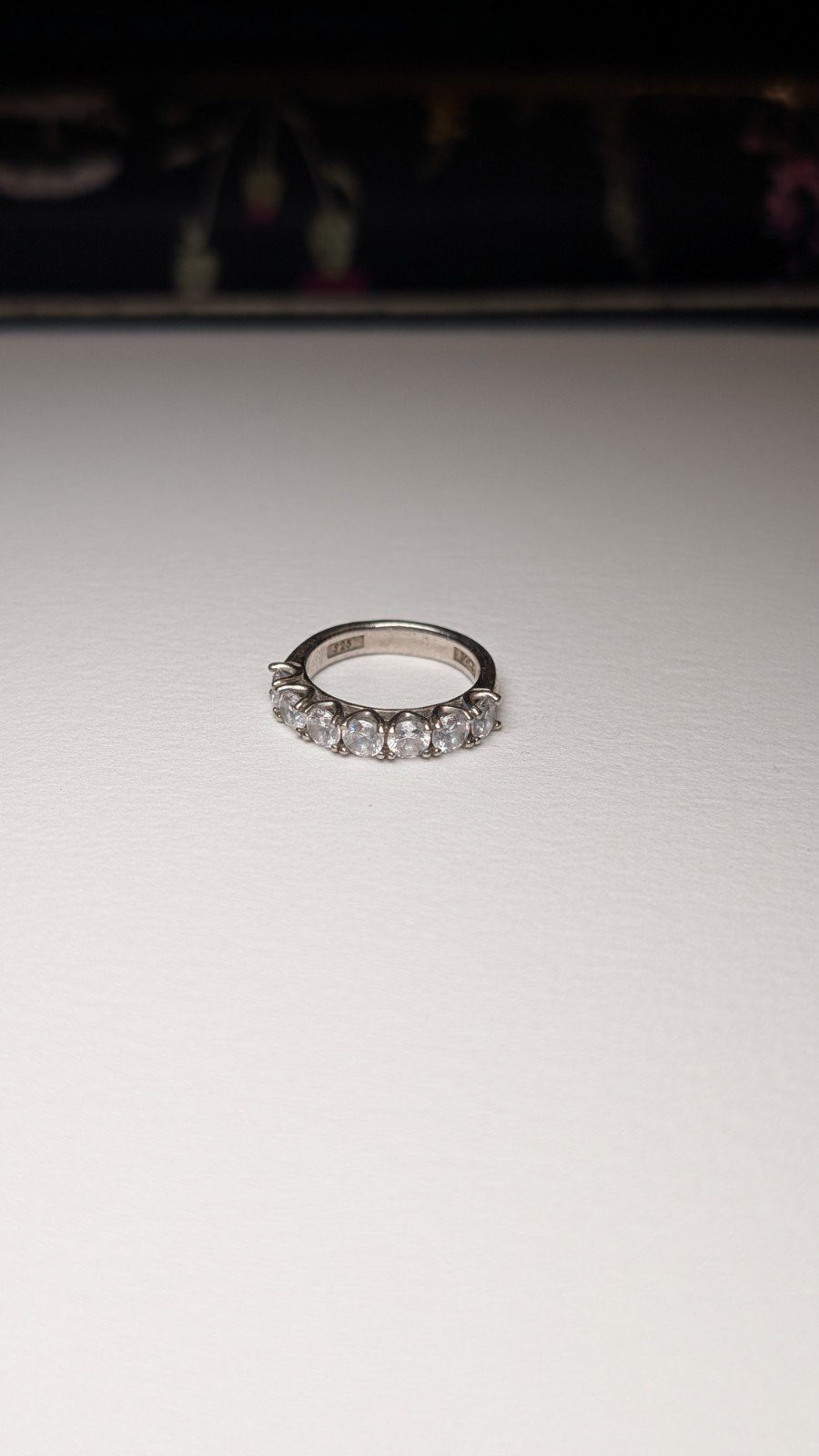 Vintage Sterling Silver Clear 7 Stone DQCZ Ring | Size J 1/2 | 925 Silver