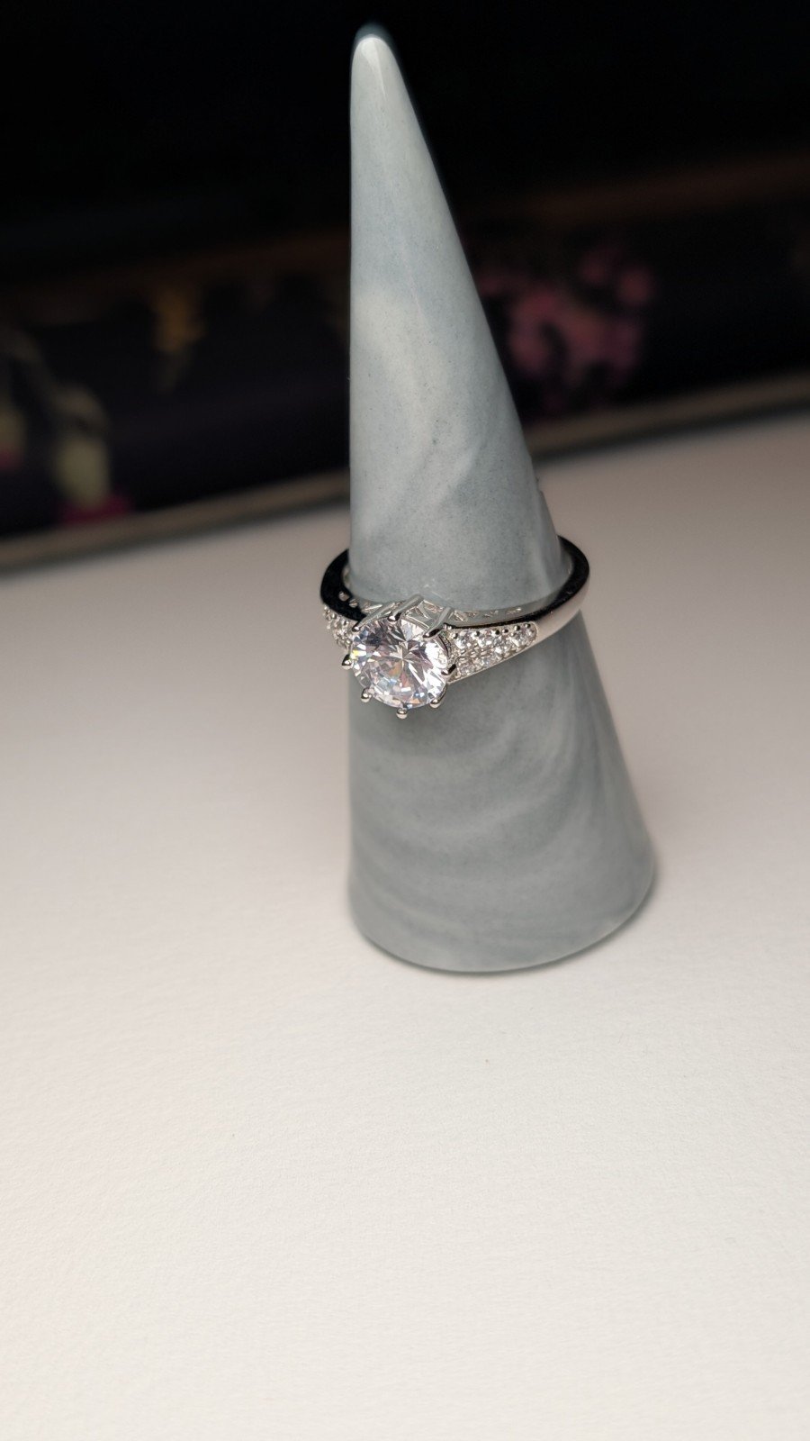 Vintage Sterling Silver CZ Gemstone Ring | Size T | 925 Silver - Image 4