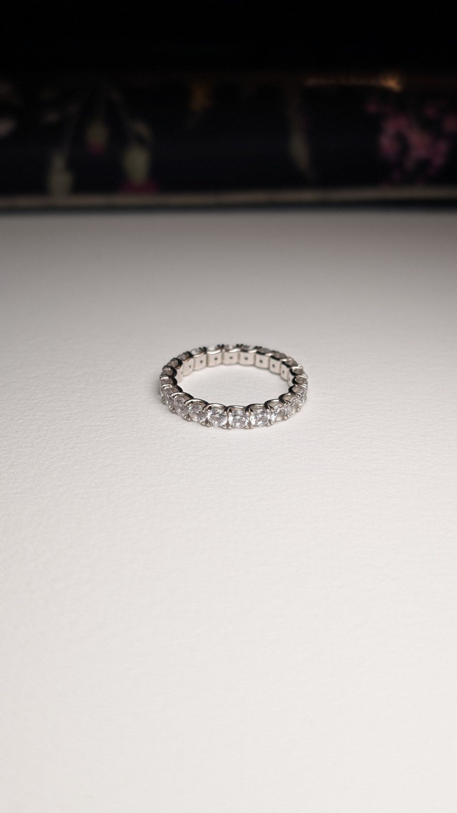 Vintage Sterling Silver Clear CZ Gemstones Eternity Ring | Size S | 925 Silver - Image 2