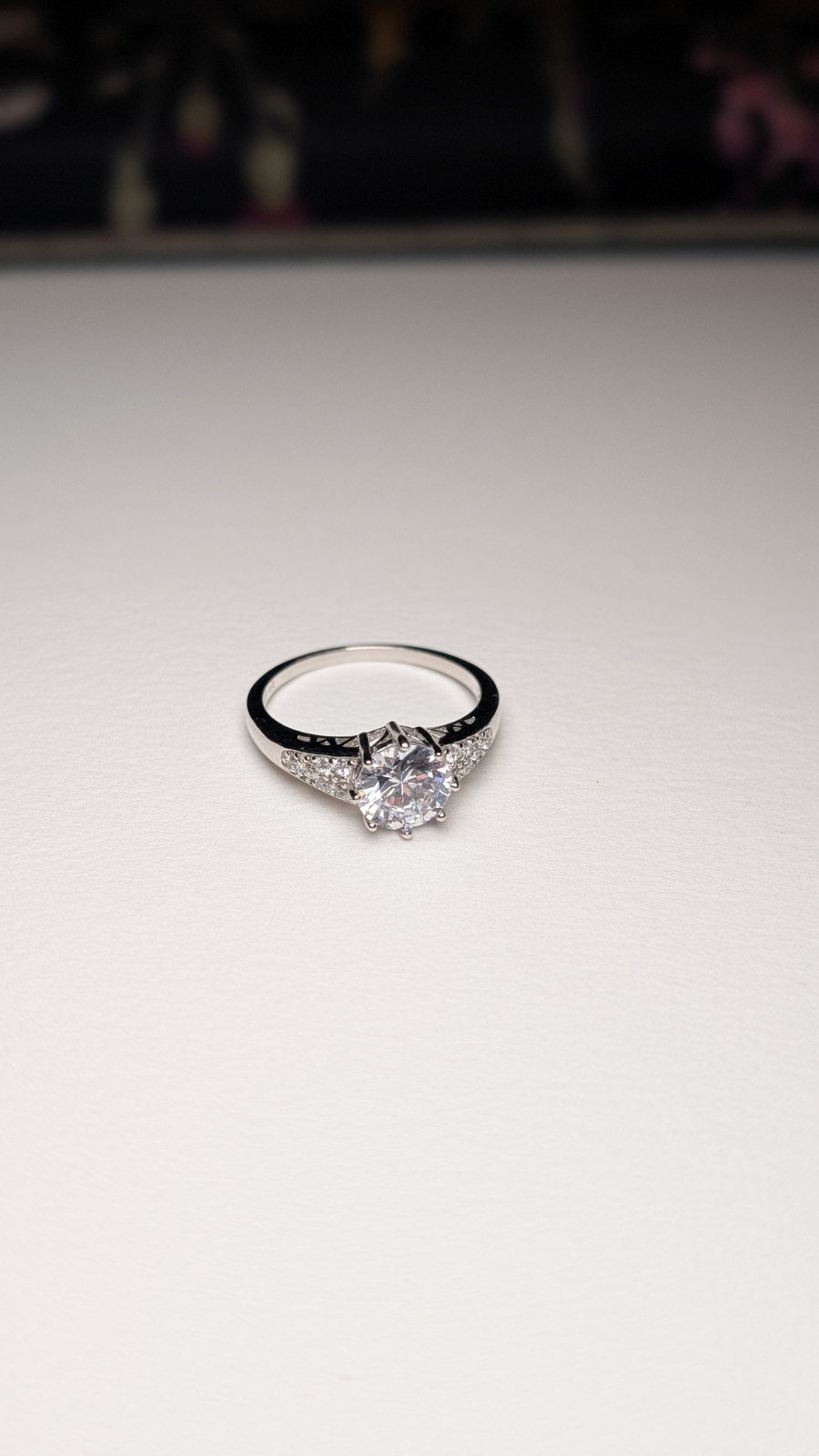 Vintage Sterling Silver CZ Gemstone Ring | Size T | 925 Silver - Image 5