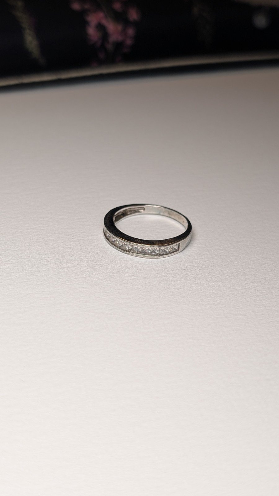 Vintage Sterling Silver CZ Gemstones Band Ring | Size Q | 925 Silver