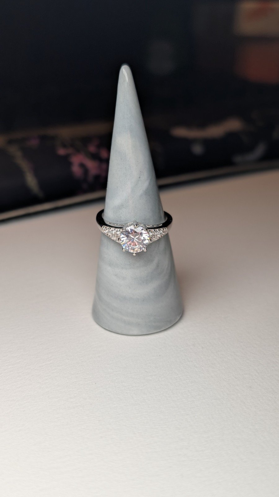 Vintage Sterling Silver CZ Gemstone Ring | Size T | 925 Silver - Image 7