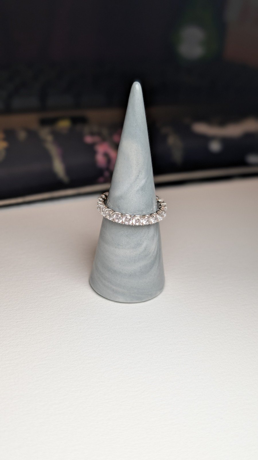 Vintage Sterling Silver Clear CZ Gemstones Eternity Ring | Size S | 925 Silver - Image 6