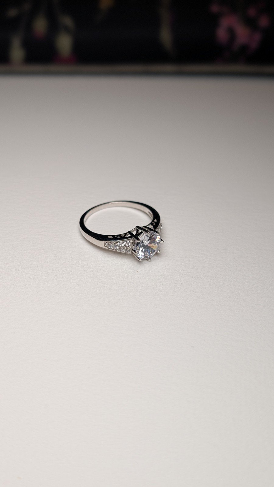 Vintage Sterling Silver CZ Gemstone Ring | Size T | 925 Silver - Image 10