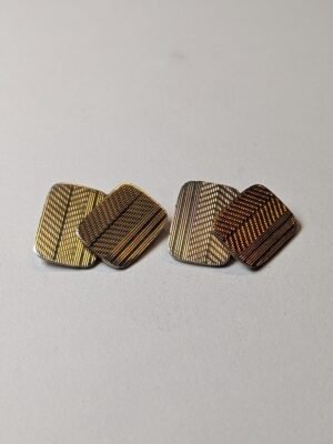 Vintage 9ct Gold On Sterling Silver Men's Rectangle Chain Link Cufflinks | 925