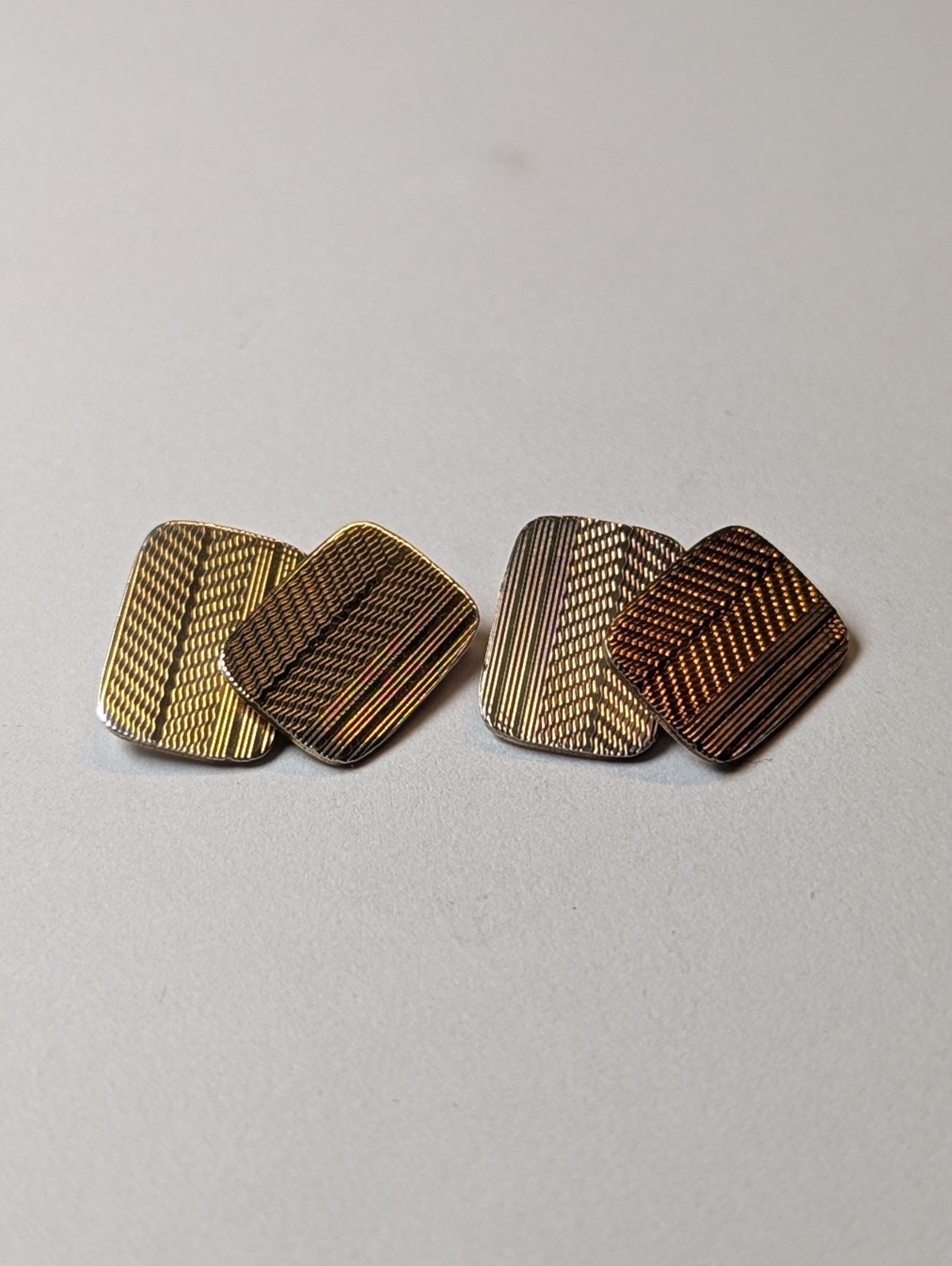 Vintage 9ct Gold On Sterling Silver Men's Rectangle Chain Link Cufflinks | 925