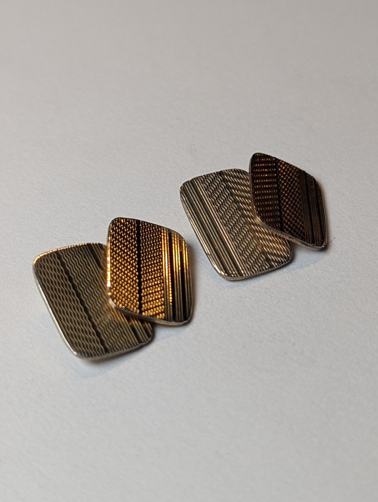 Vintage 9ct Gold On Sterling Silver Men's Rectangle Chain Link Cufflinks | 925 - Image 3