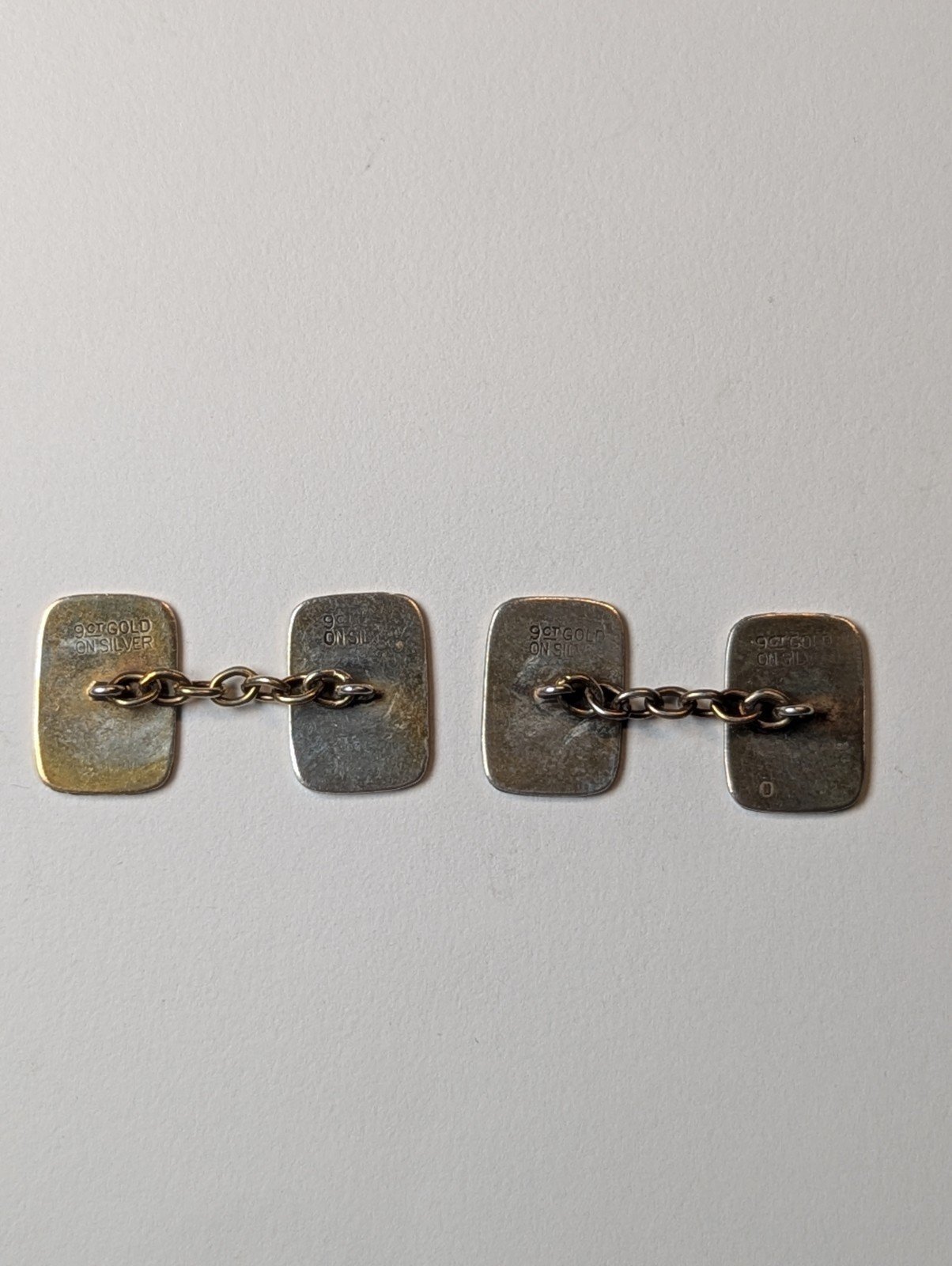 Vintage 9ct Gold On Sterling Silver Men's Rectangle Chain Link Cufflinks | 925 - Image 7