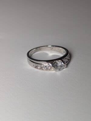 Vintage Sterling Silver Clear CZ Gemstone Elanza Ring | Size O 1/2 | 925 Silver