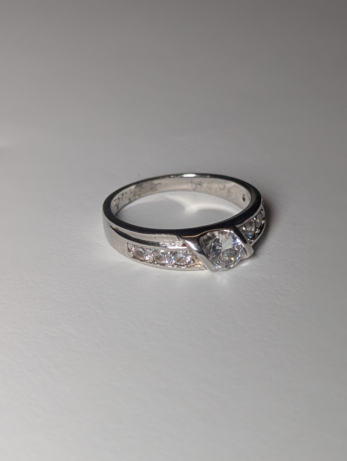 Vintage Sterling Silver Clear CZ Gemstone Elanza Ring | Size O 1/2 | 925 Silver