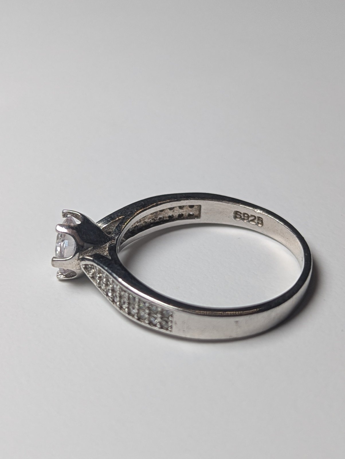 Vintage Sterling Silver Clear CZ Gemstone Ring | Size R | 925 Silver - Image 4