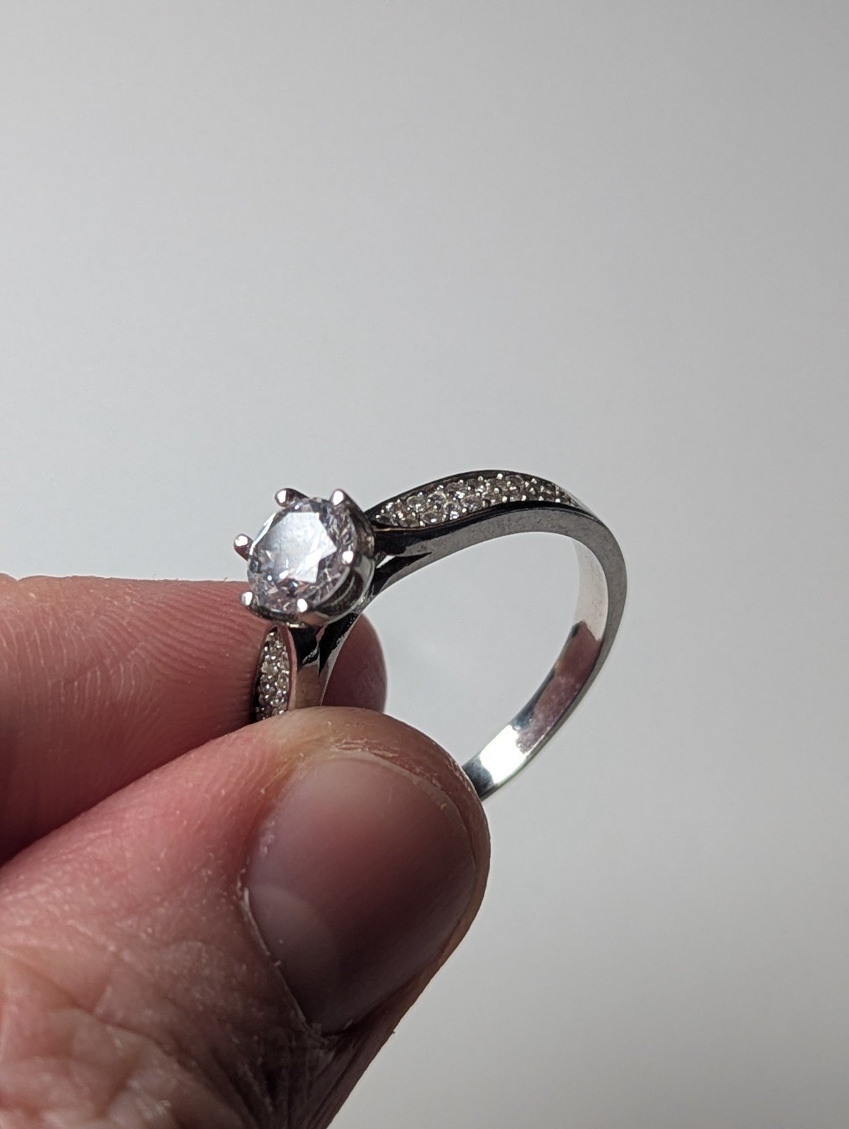Vintage Sterling Silver Clear CZ Gemstone Ring | Size R | 925 Silver - Image 5